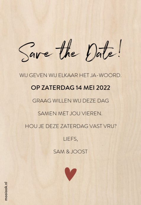 Save the date hout Elegant clean