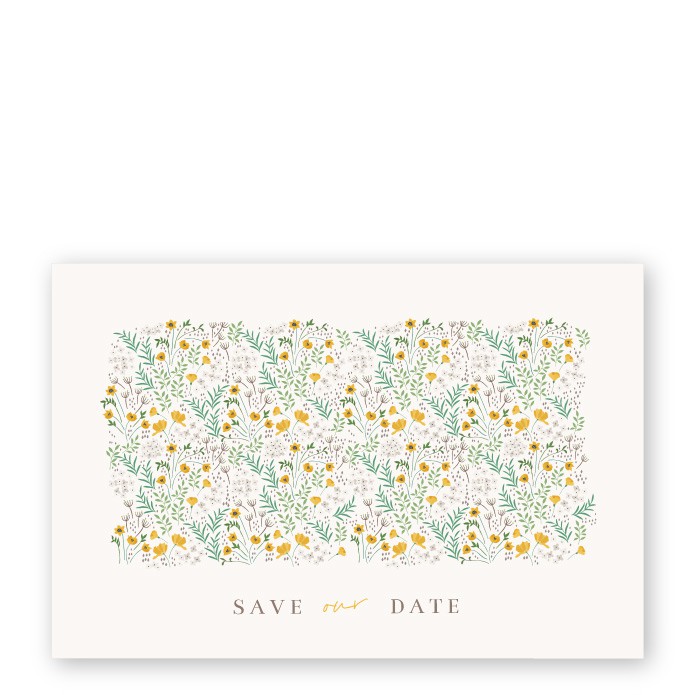 Save the date kaart lente bloemen rechthoek