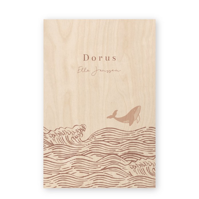 Geboortekaartje hout walvis Dorus
