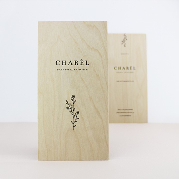 Geboortekaartje hout Charel