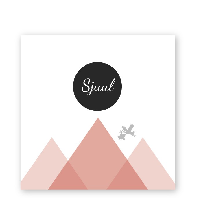 geboortekaartje met geometrische bergen en rendier