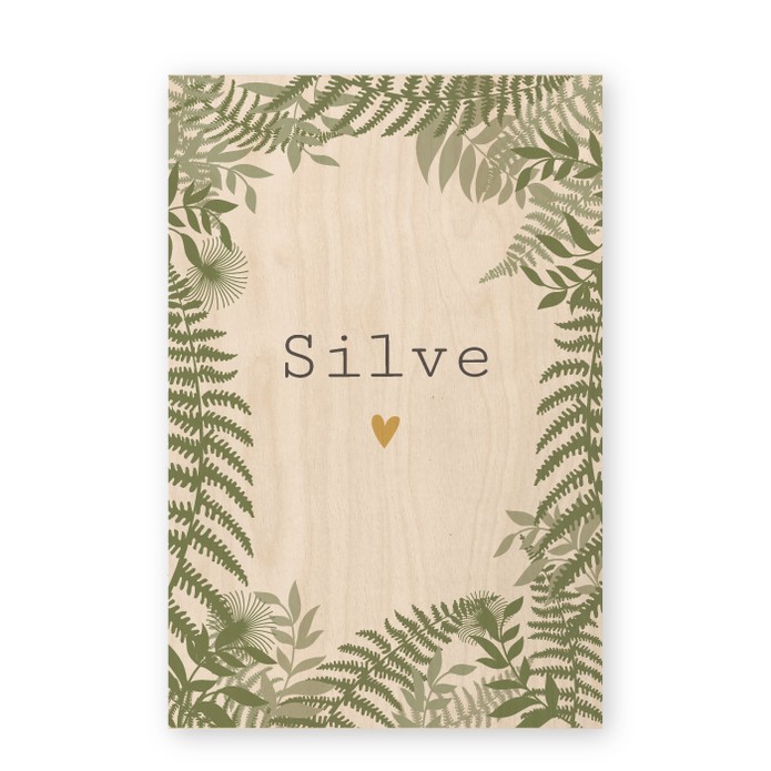 Geboortekaartje Echt hout Silve