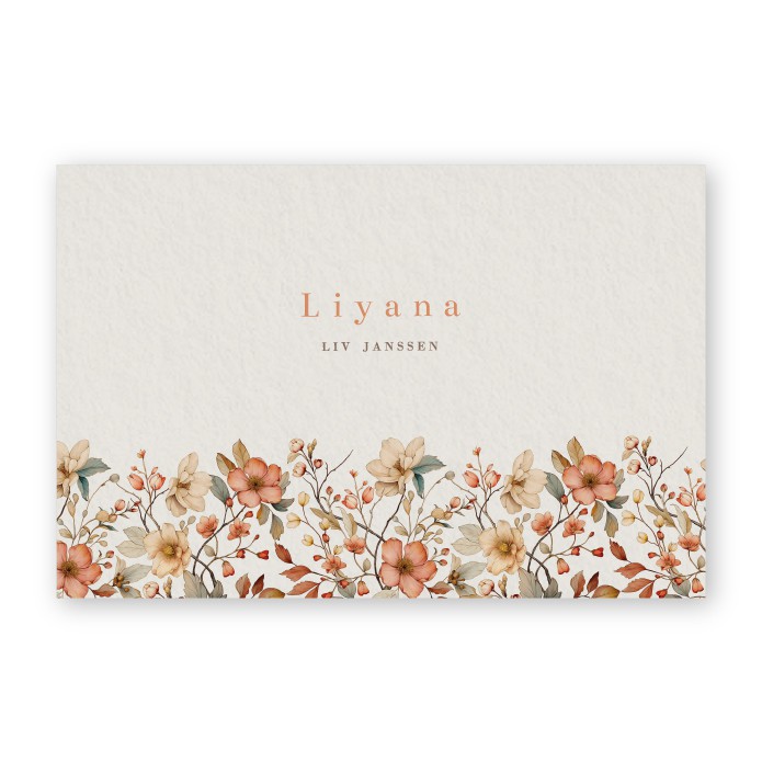 boho  geboortekaart bloemetjes rand