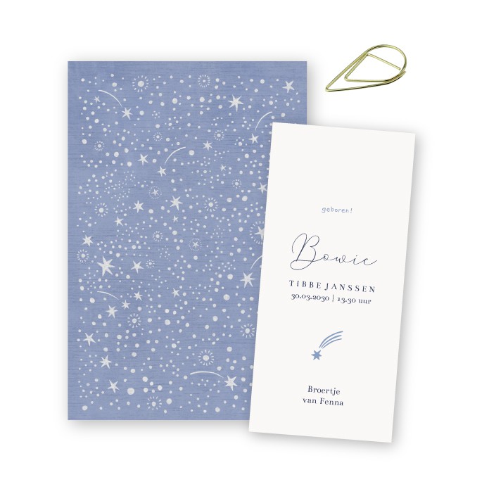 Geboortekaartje Bowie Sterrenhemel Label - Froukje den Nijs