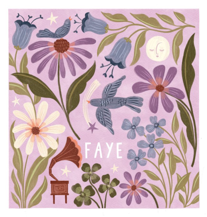 Geboortekaartje Faye Lila  dubbel - Froukje den Nijs