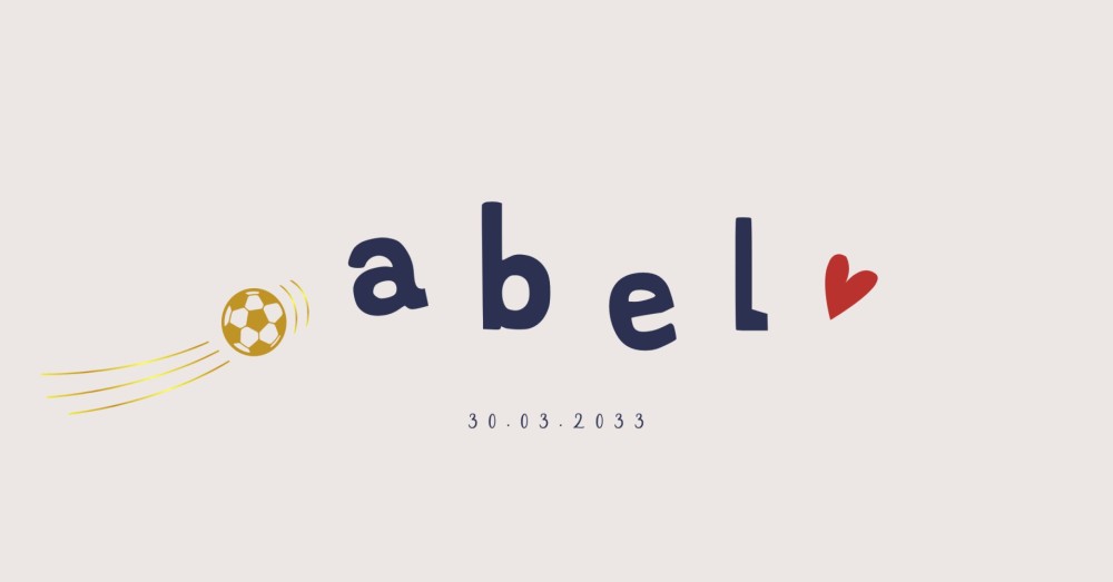 Stoer geboortekaartje met voetbal in goudfolie