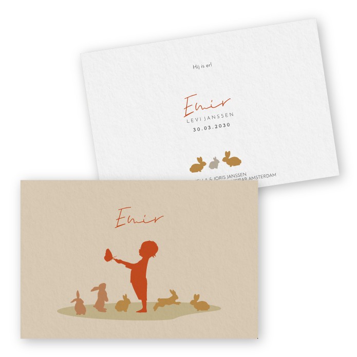 Geboortekaartje jongen met konijntjes
