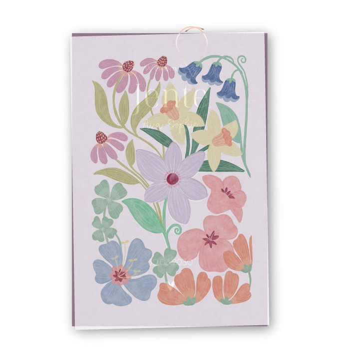 Geboortekaartje kalk bloemen Jente - Froukje den Nijs