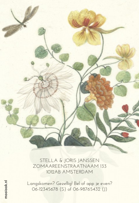 Geboortelabel vintage bloemen Flo