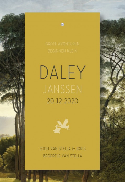 Geboortelabel vintage bomen Daley