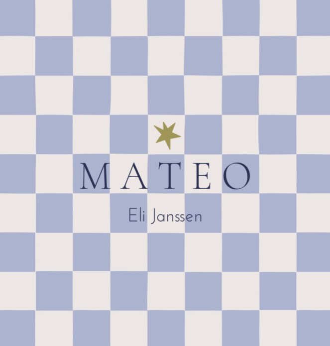 Geboortekaartje Mateo blokken patroon dubbel - Froukje den Nijs