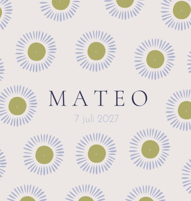 Geboortekaartje Mateo zonnetjes dubbel - Froukje den Nijs