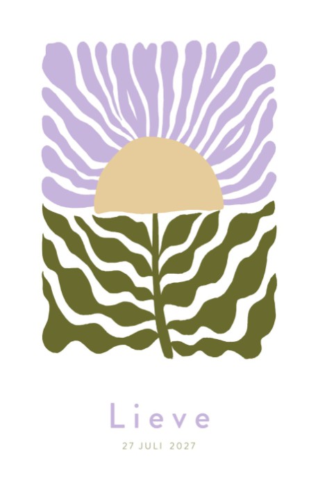 Geboortekaartje retro seventees bloemen kader - Lieve