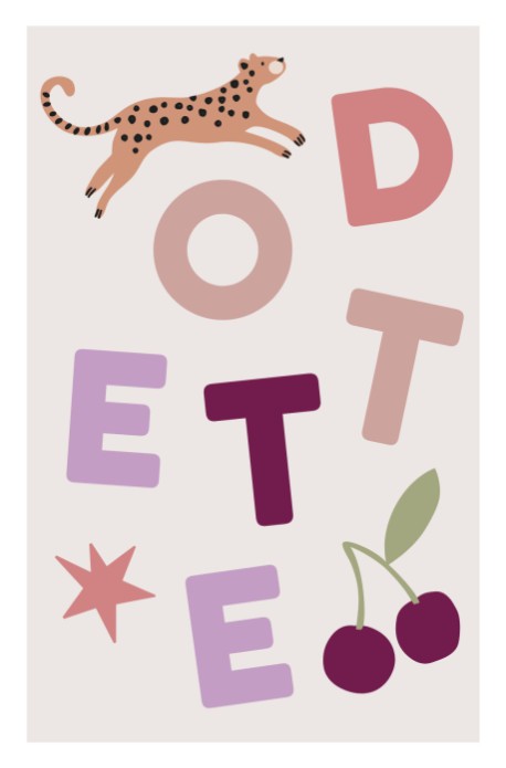 Geboortekaartje Odette - Omkleurbare Letters en kersen - Froukje den Nijs