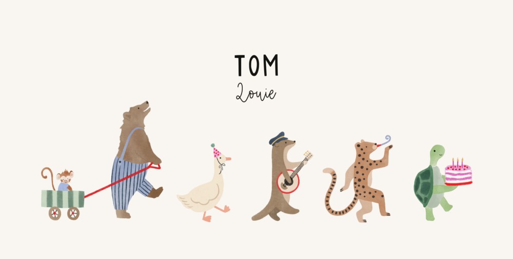 Geboortekaartje Tom Optocht 20x10 Dubbel - Froukje