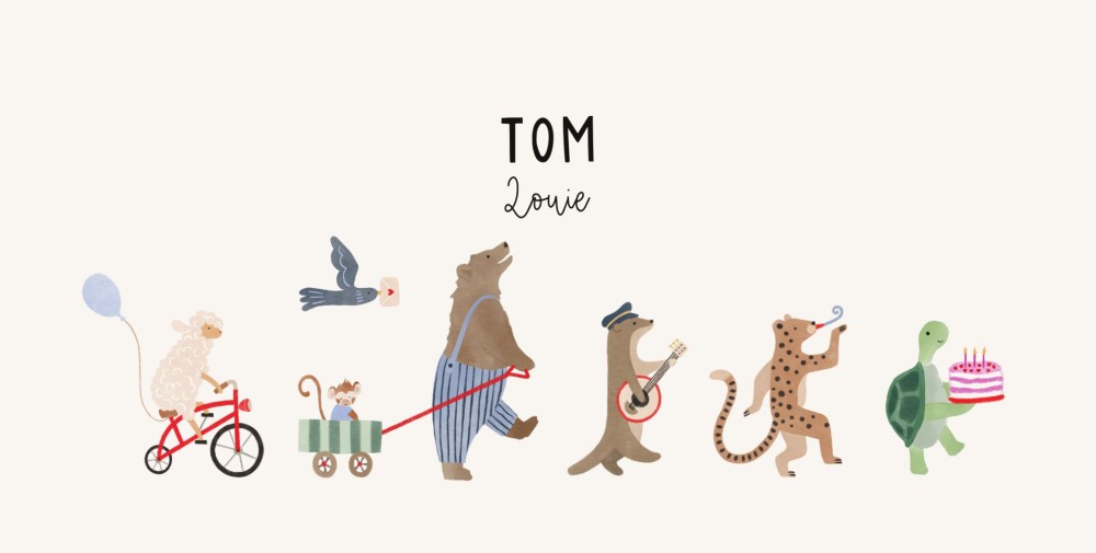 Geboortekaartje Tom Optocht 21 x10 Dubbel Schaapje - Froukje