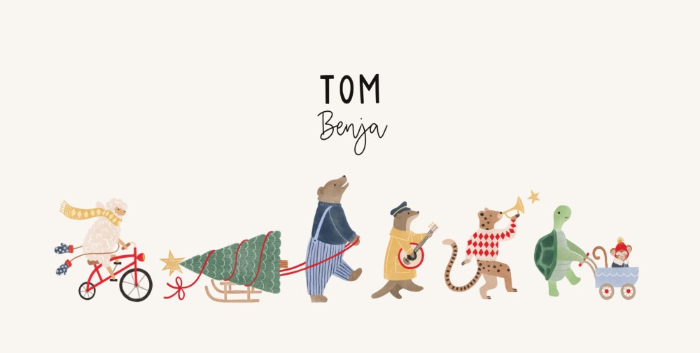 Geboortekaartje Tom Optocht Kerst 20x10 Dubbel - Froukje
