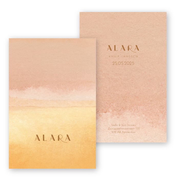 Babykaartje waterverf roze