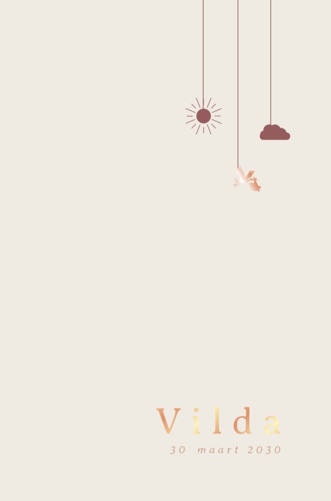 Geboortekaartje zon wolkje ooievaar Vilda