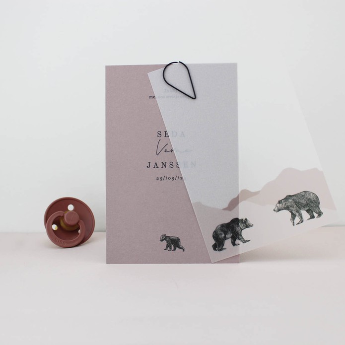 Geboortekaartje kalk roze