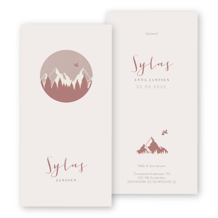 Geboortekaartje karton dennen