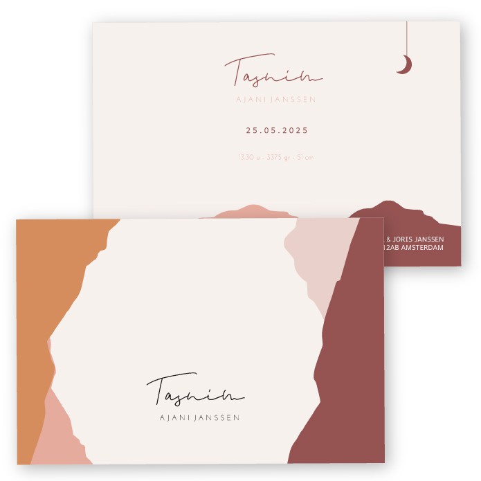 Babykaartje karton pastel bergen