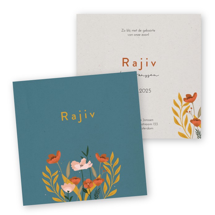 Babykaartje vintage bloem