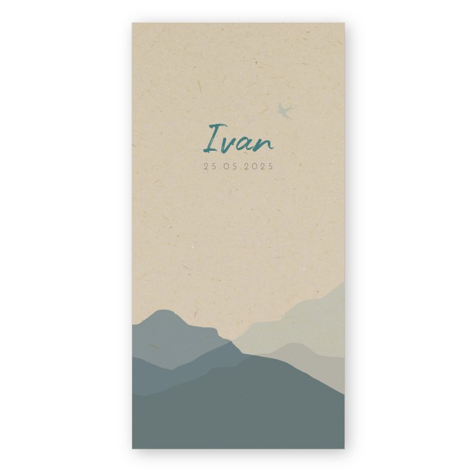 Geboortekaartje duurzaam blauw staand Ivan