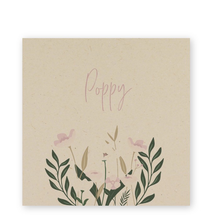 Geboortekaartje duurzaam botanisch bloemen Poppy