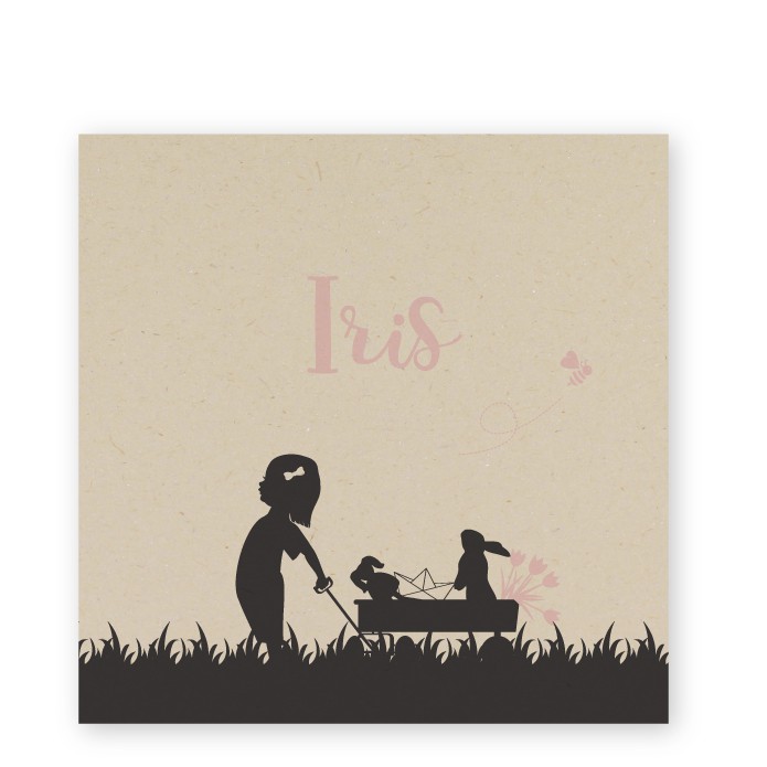 Geboortekaartje duurzaam bolderkar meisje Iris
