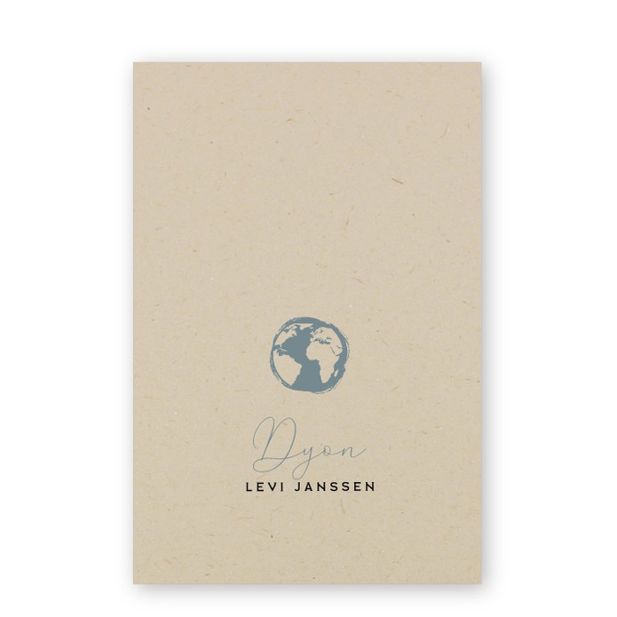 Geboortekaartje duurzaam wereldbol Dyon