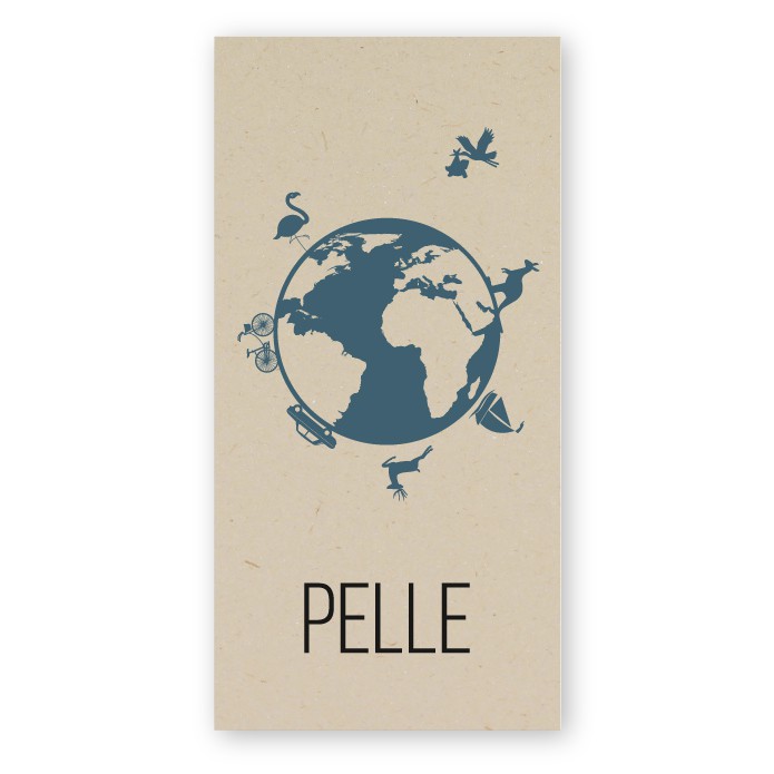 Geboortekaartje duurzaam wereldbol Pelle