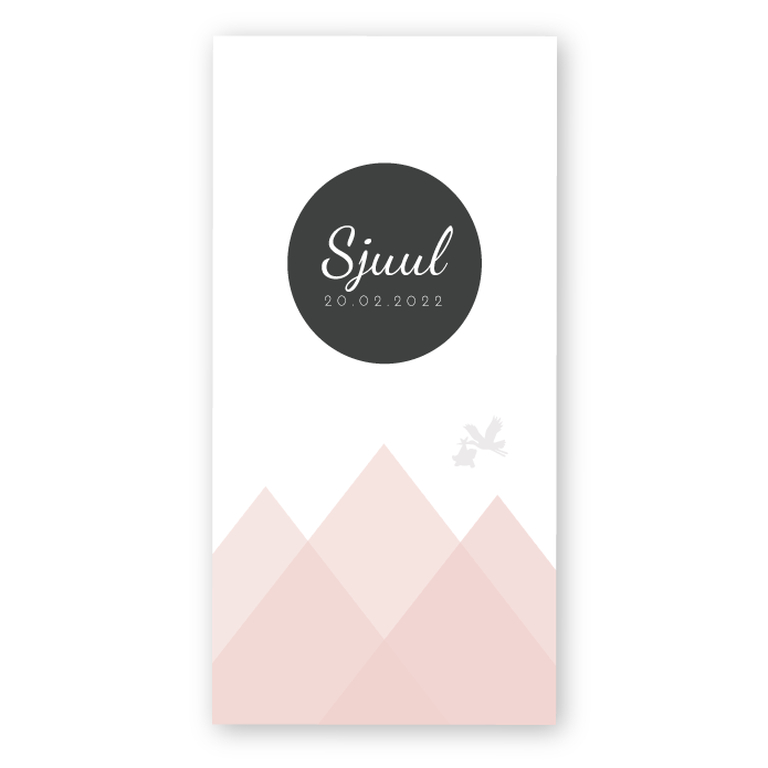 geboortekaart meisje geometrische bergen roze