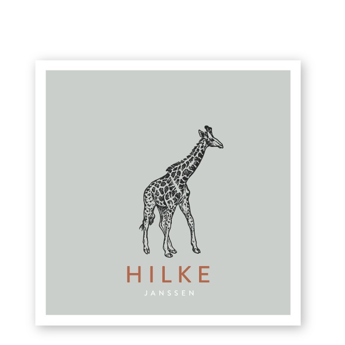 Geboortekaartje groen giraffe
