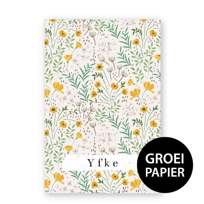 Geboortekaartje groeipapier lente bloemen Yfke