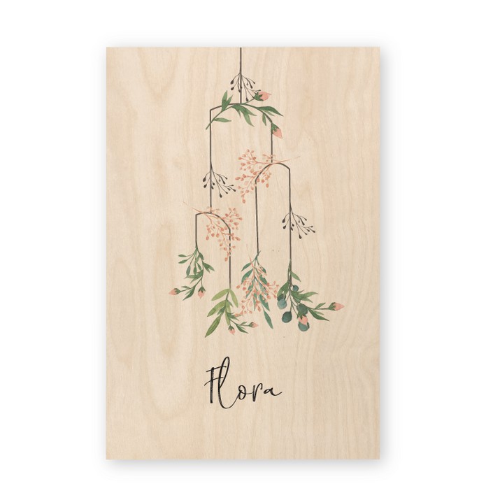 Geboortekaartje hout boho Flora