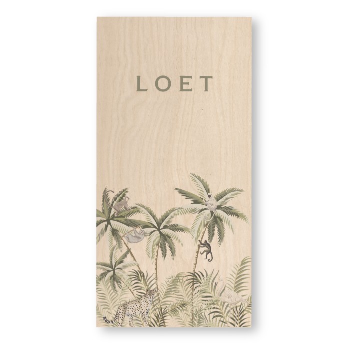 Geboortekaartje hout jungle Loet