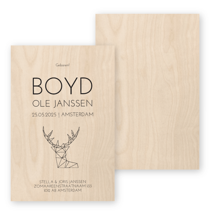 Geboortekaartje hout Boyd