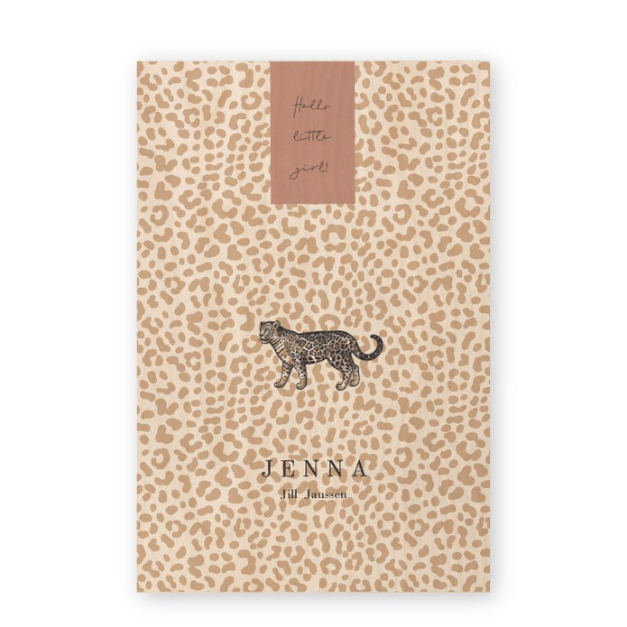 Geboortekaartje hout panter Jenna
