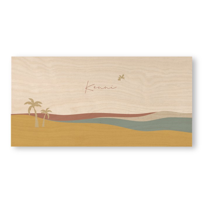Geboortekaartje hout abstract zee liggend Kenni