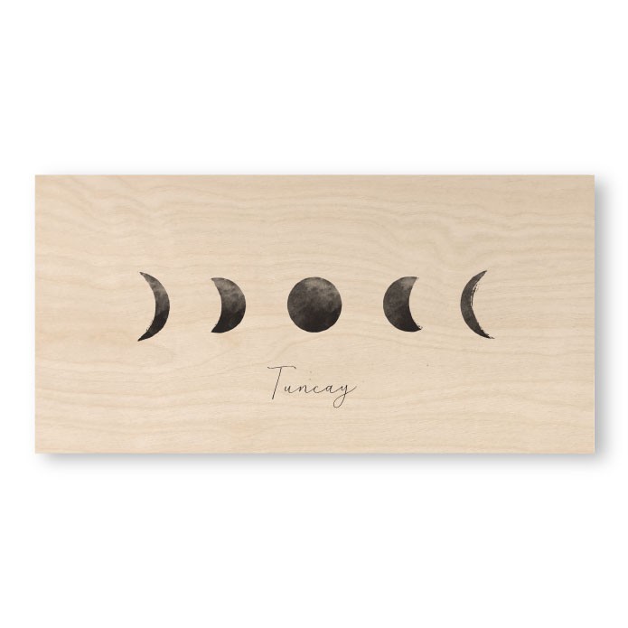 Geboortekaartje hout maanfases Tuncay
