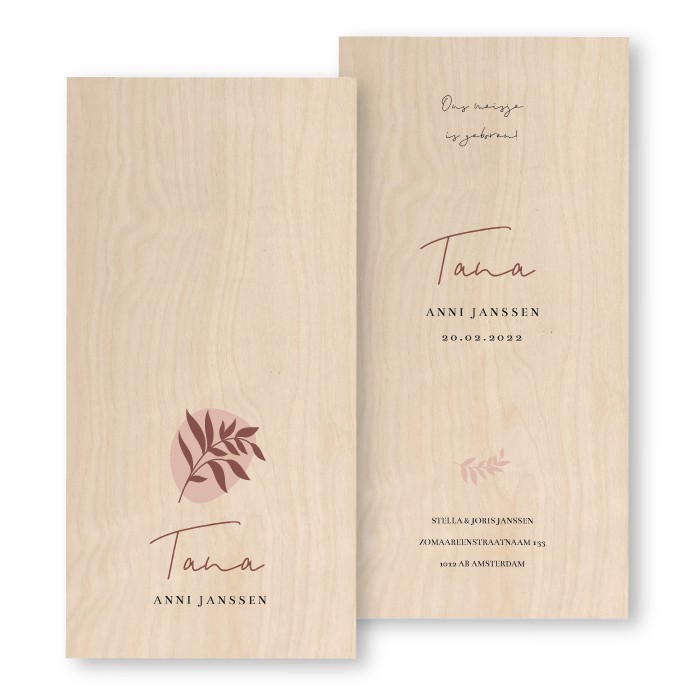 Geboortekaartje Hout Tana