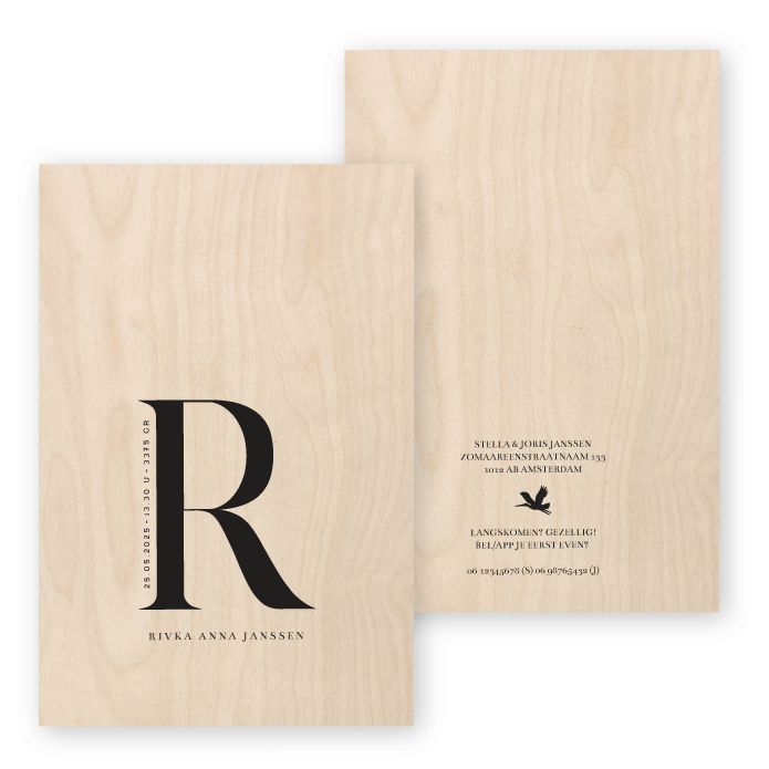 Geboortekaartje Hout Rivka