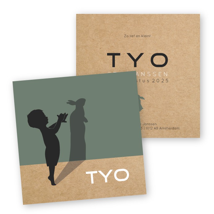 Geboortekaart jongen kraft schaduw