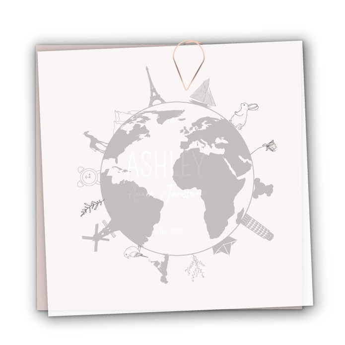 Geboortelabels kalk wereldbol