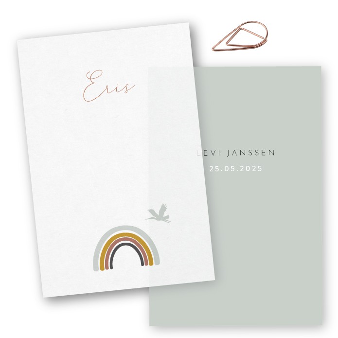 Geboortelabels vellum regenboog