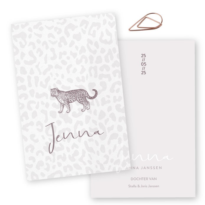 Geboortekaartje vellum panter