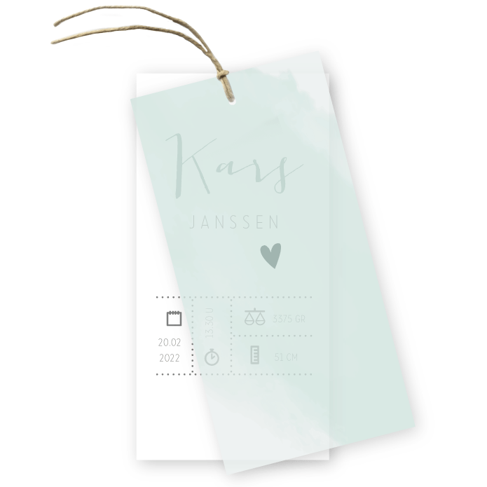 Geboortekaartje kalk waterverf