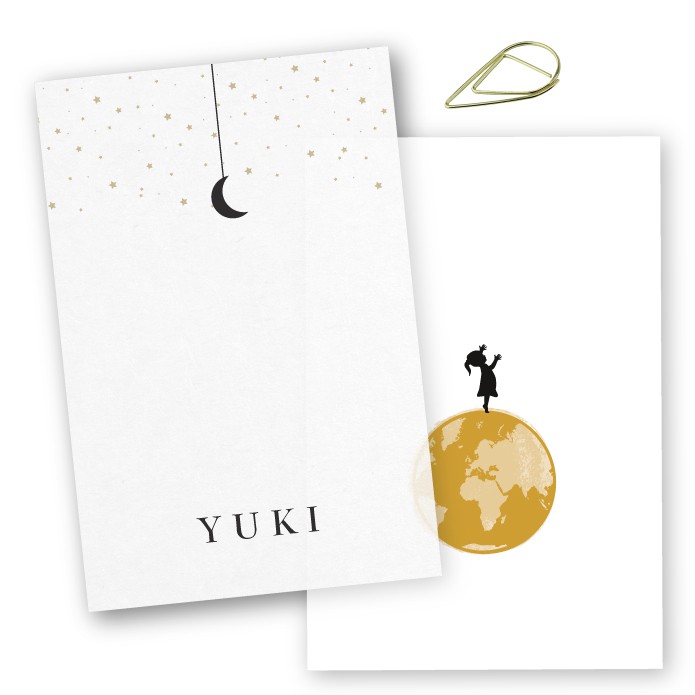 Geboortekaartje kalk wereldbol Yuki