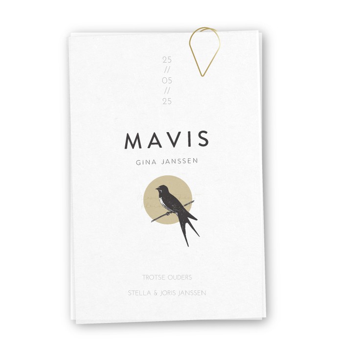 Babykaartje labels kalk zwaluw